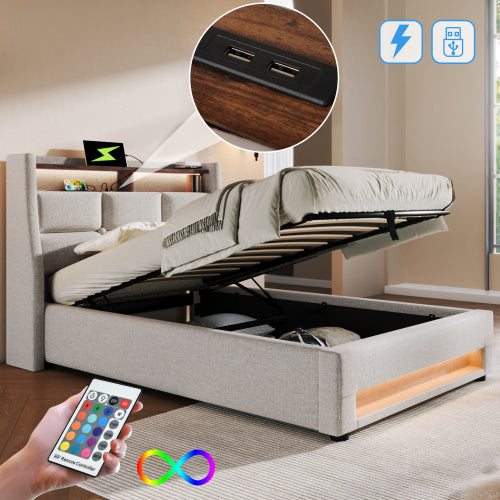 A Metal Bed Frame Made Of Linen Material