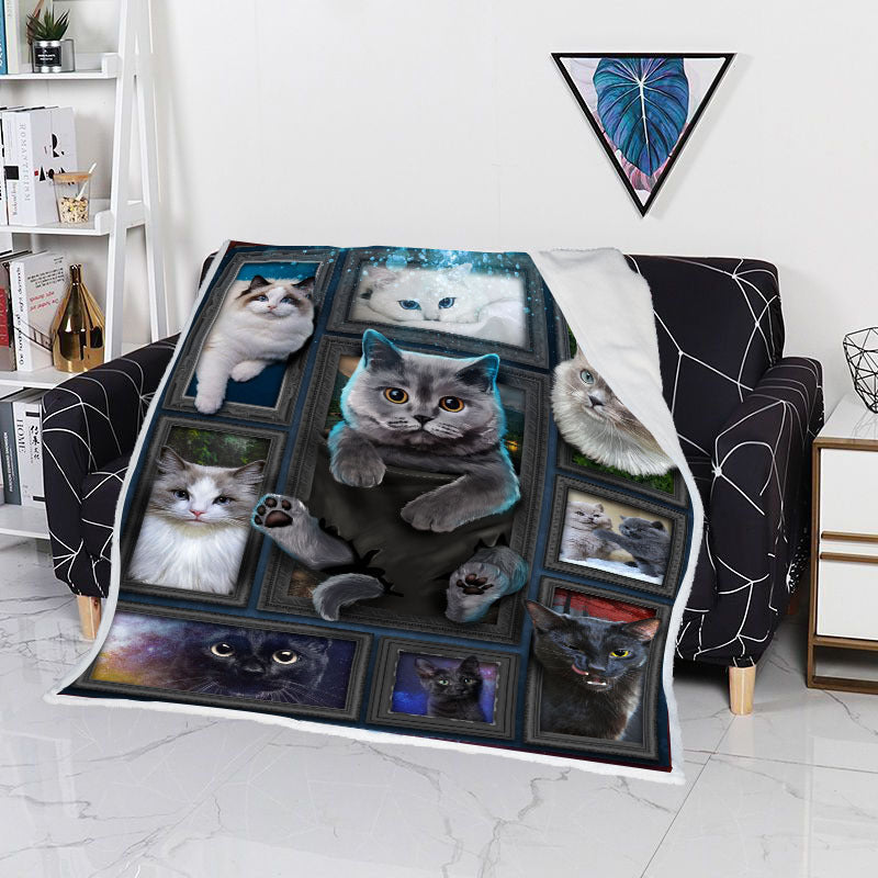 Double Layer Thickened Cashmere Blanket Cartoon Cartoon Cat Air Conditioner Quilt