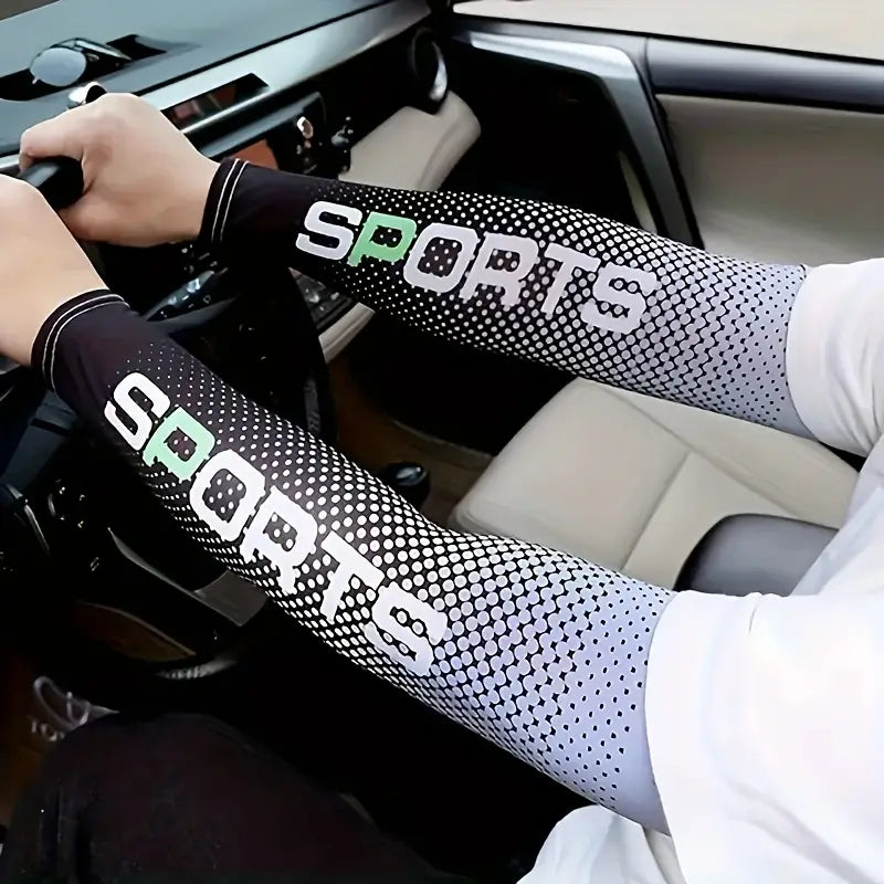 UV Resistant Ice Silk Cooling Set - 1 Pair Arm Sleeves 1 Face Mask Scarf, Sun Protection For Running, Cycling, Outdoor Sports