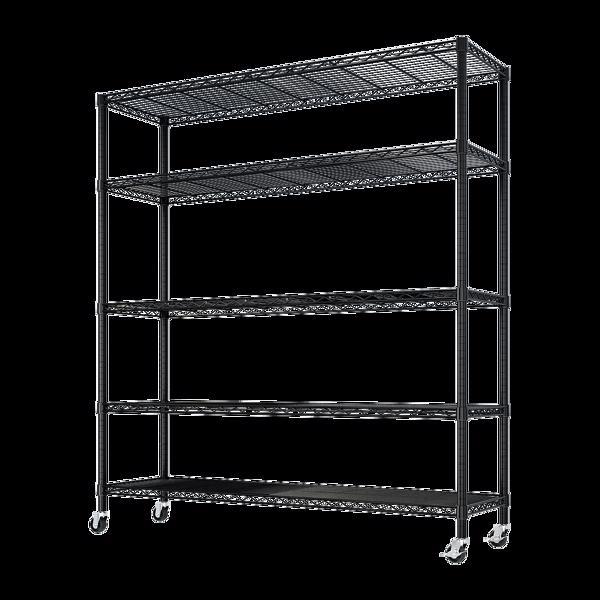 Five Layer Heavy-duty Display Rack With Rubber Wheels And Adjustable Interlayer Spacing