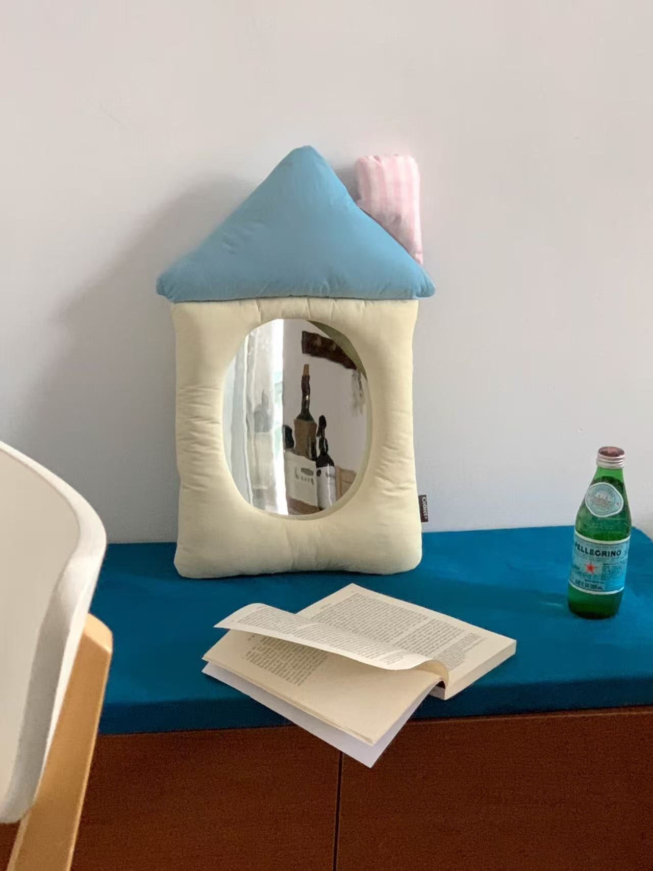 INS Korean-Style Pillow Cotton-filled Fabric Home Decoration Mirror Wall Decoration Cosmetic Mirror