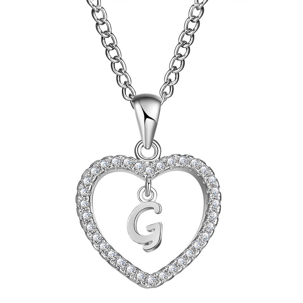 26-Letter Zircon Heart Necklace