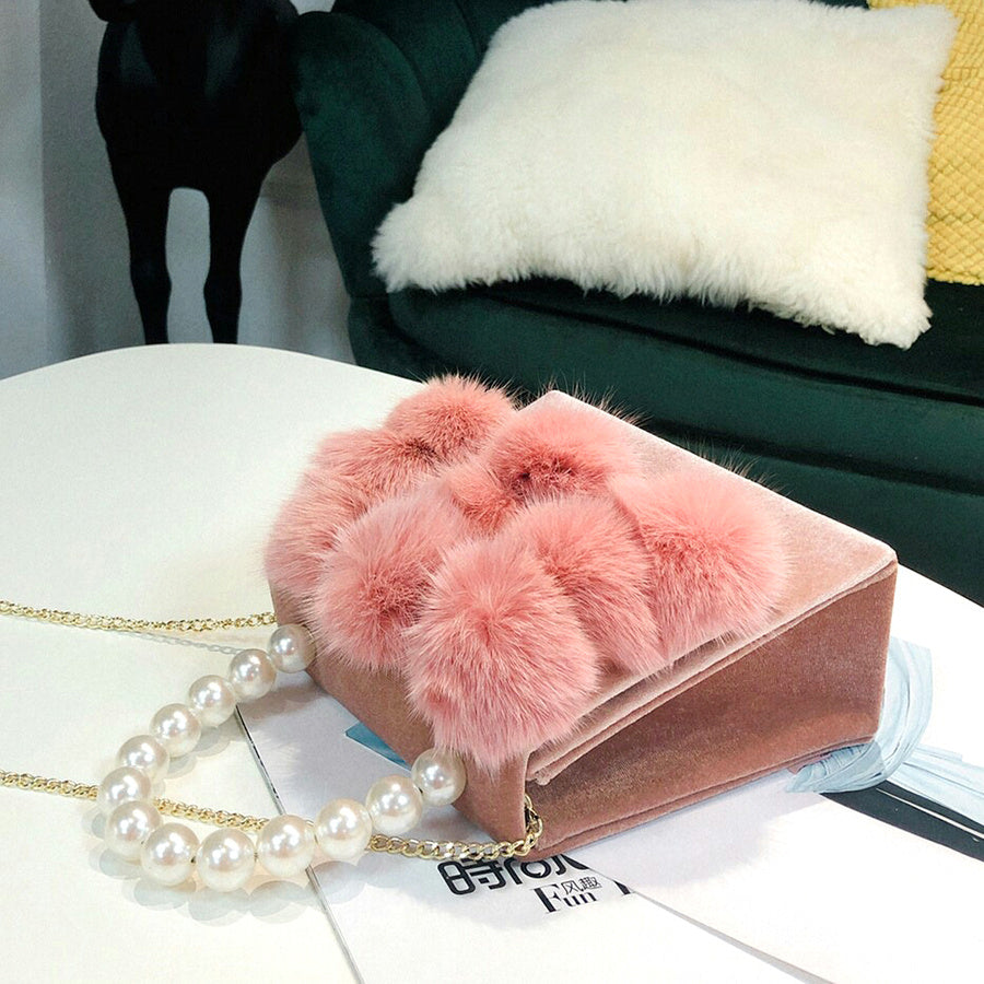 Hairball Velvet Small Square Bag