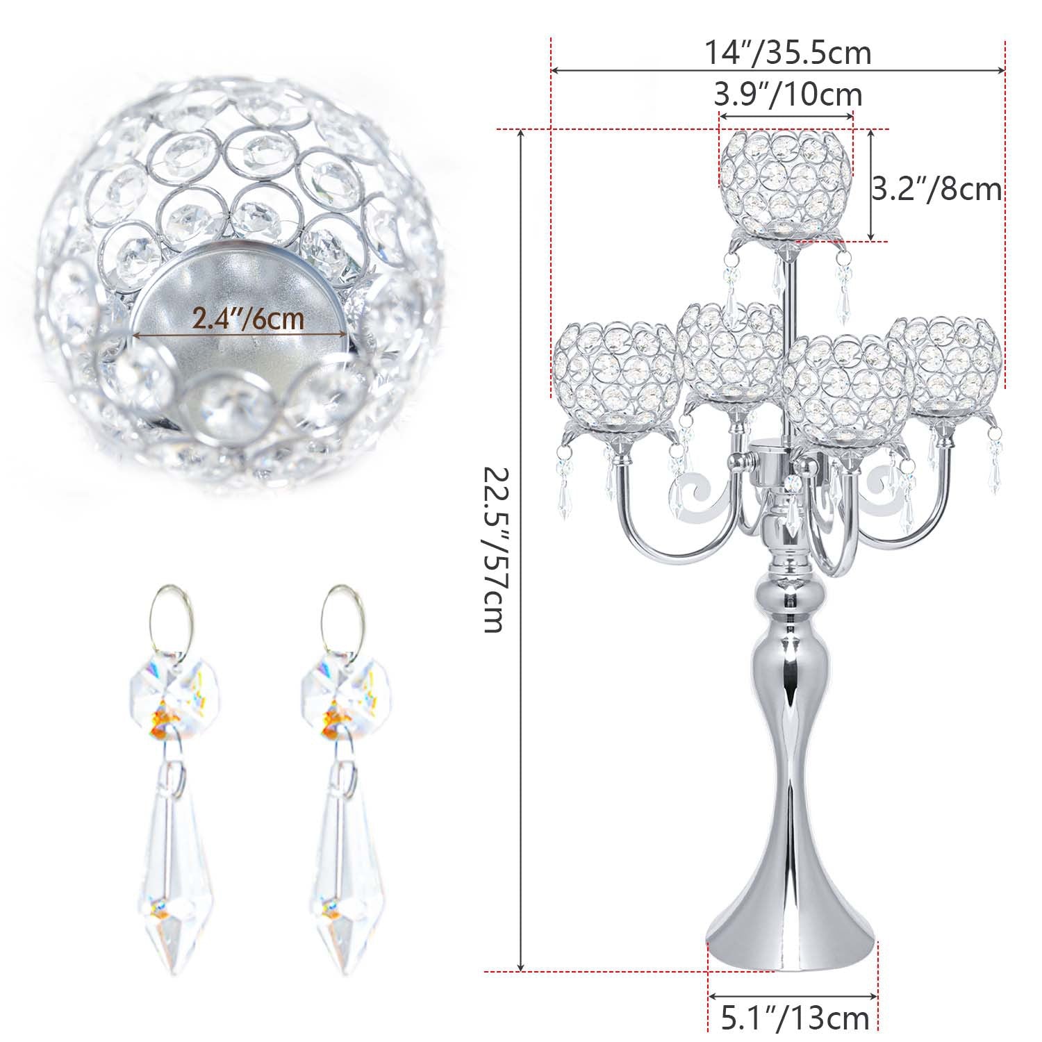 Luxury Wedding Metal Crystal Pendant Candlestick Table Decoration
