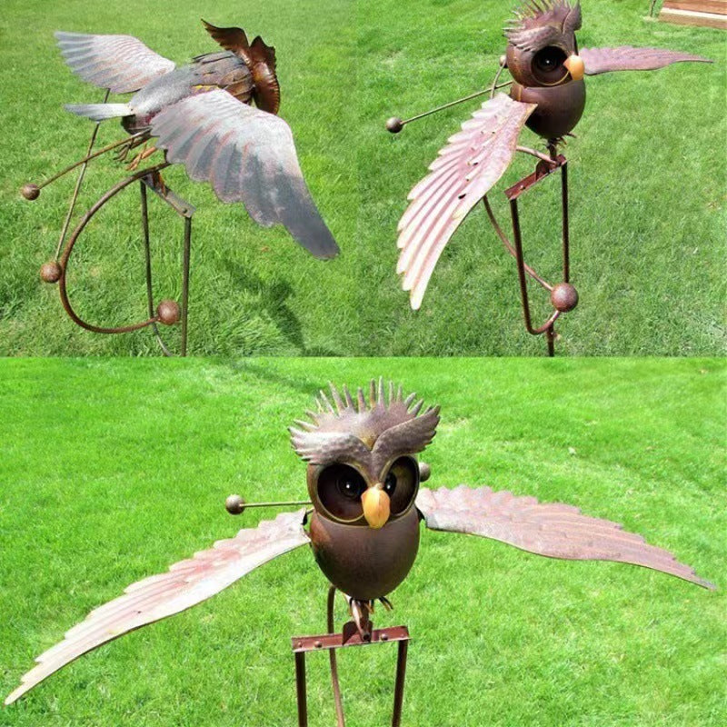 Metal Owl Outdoor Garden Art Decorations