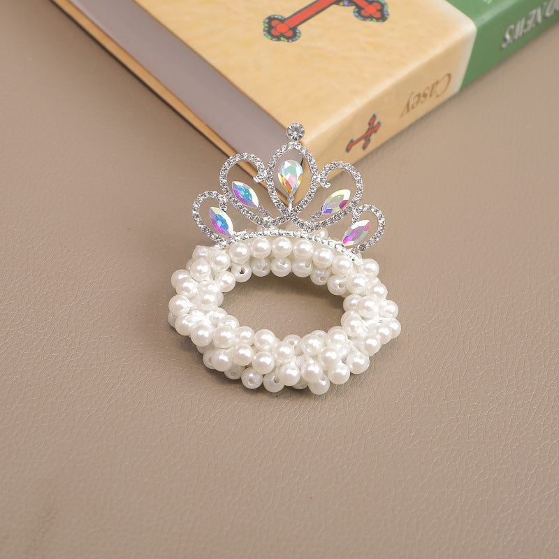 Children's Crown Tiara Princess New Pearl Flower Hair Ring