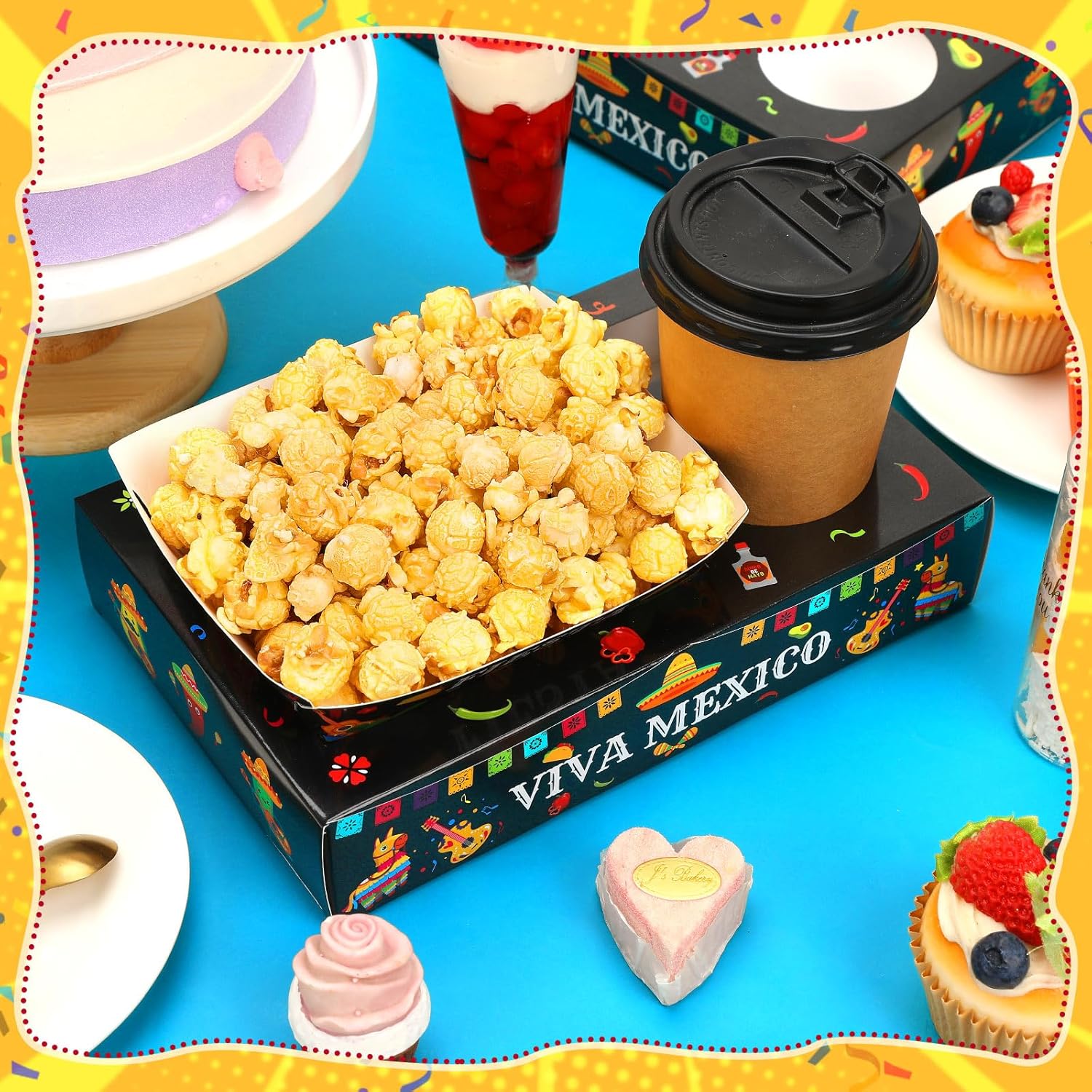 36Pcs Fiesta Movie Night Snack Trays Candy Popcorn French Fries Snack Trays Mexican Party Plates For Snacks Tray Cinco De Mayo Party Supplies Clearance