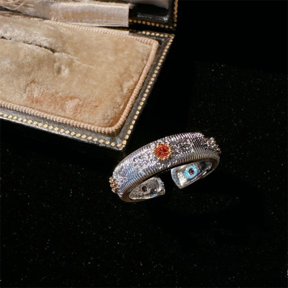 Antique Zircon Brushed Ring Female Retro Minority
