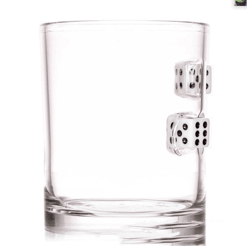 Casino Dice Embedded Hand-Blown Whiskey Glass