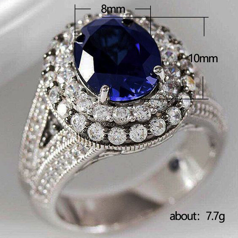 Women's Ring With Royal Blue Zircon