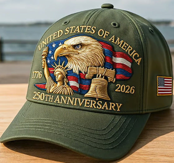 Embroidered American Eagle Head Baseball Cap - America 250th Anniversary Commemorative Design - Cotton Blend Adjustable Snapback Hat For Men And Women