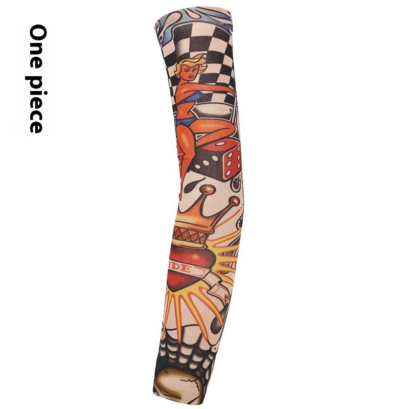 Flower Arm Tattoo Oversleeve Seamless Outdoor Riding Tattoo Sun Protection Oversleeve Cycling Tattoo Oversleeve
