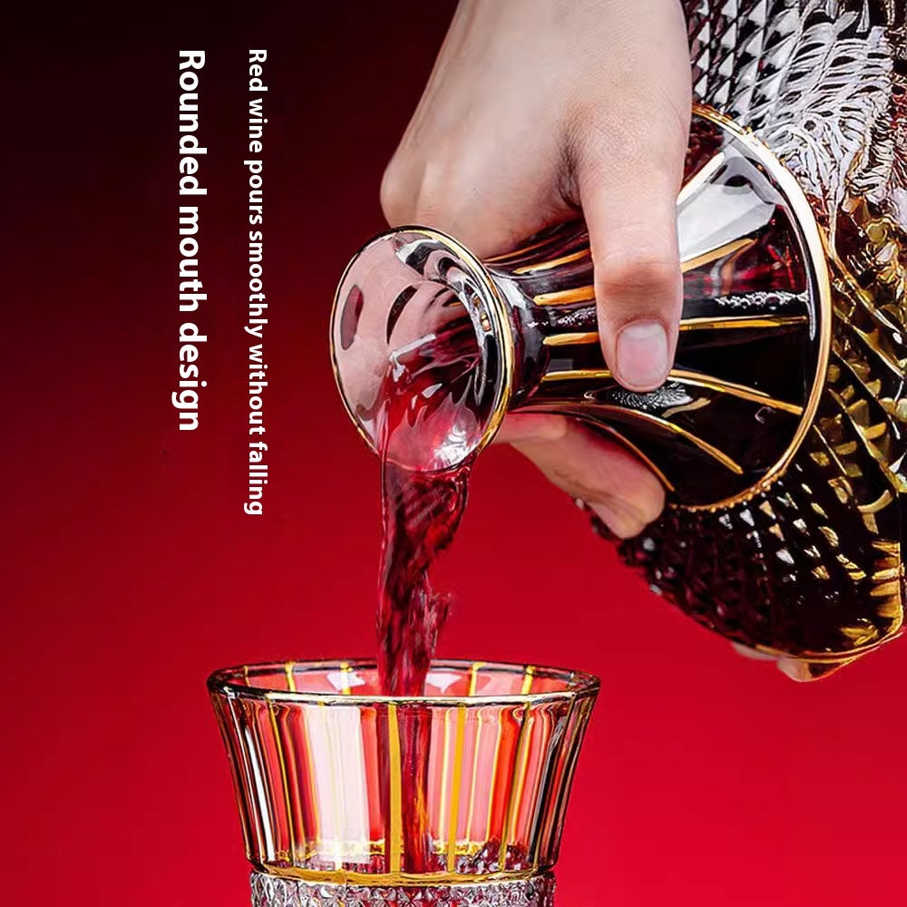 Good-Looking Light Luxury Gold Crystal Household Rotating Gyro Wine Decanter Wine Aerator Mirror Jug Gift Bar Decoration