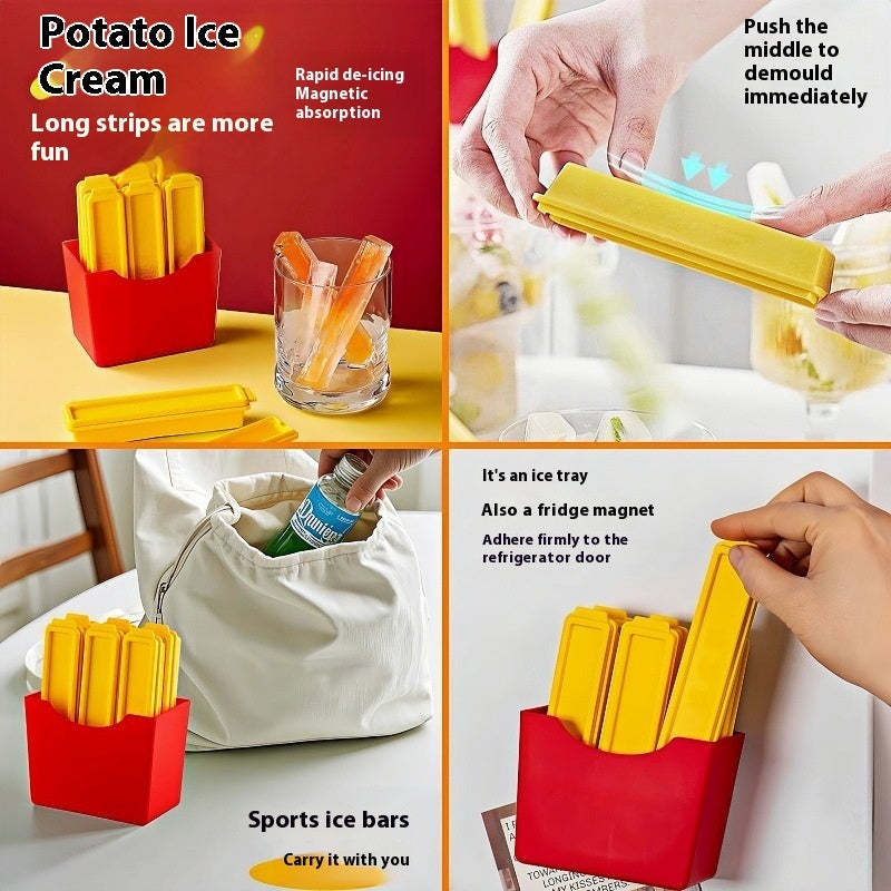 Long Ice Cube Mold French Fries Press Ice Tray Magnetic Suction Refridgerator Magnets