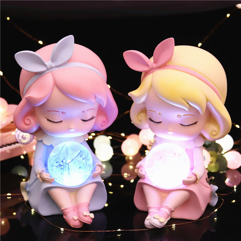 Fantasy Crystal Ball With Lamp For Girls Bedroom Desktop Resin Decoration Ornaments