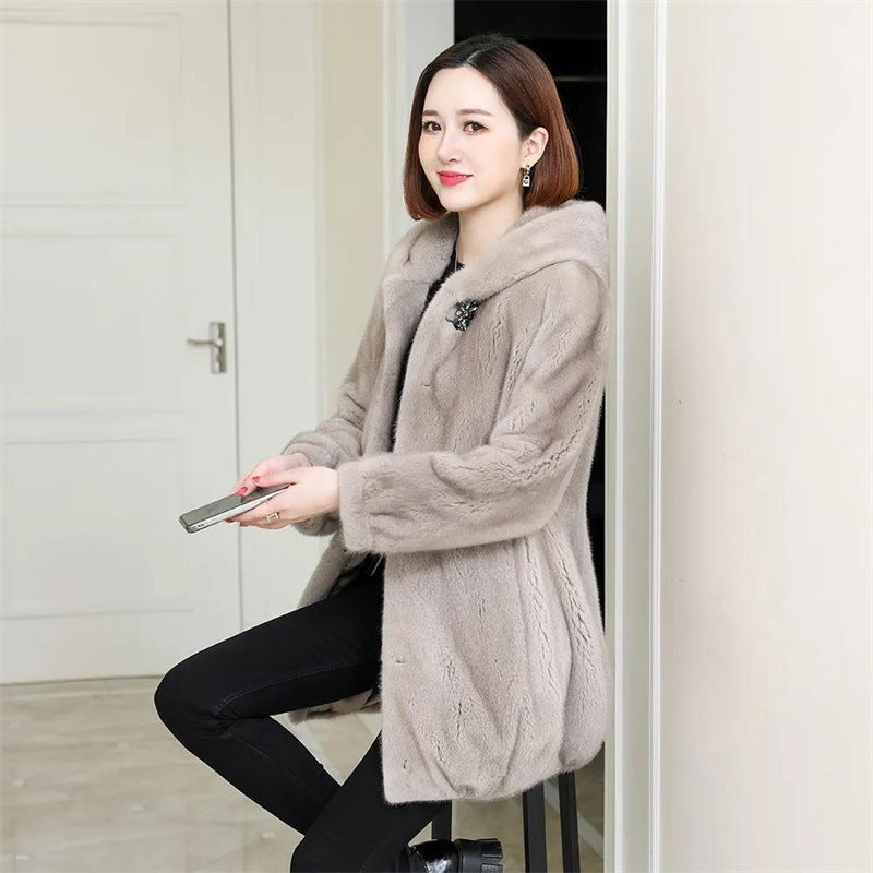 Ladies Haining Fur Mink Fur Coat
