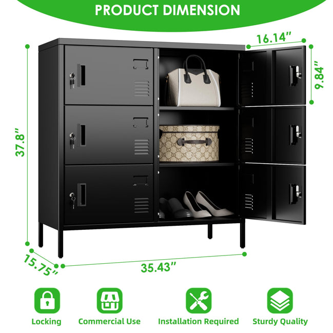 6Doors Metal Storage Locker With Card Slot Metal Locker For Employees With Keys And Ventilation Hole