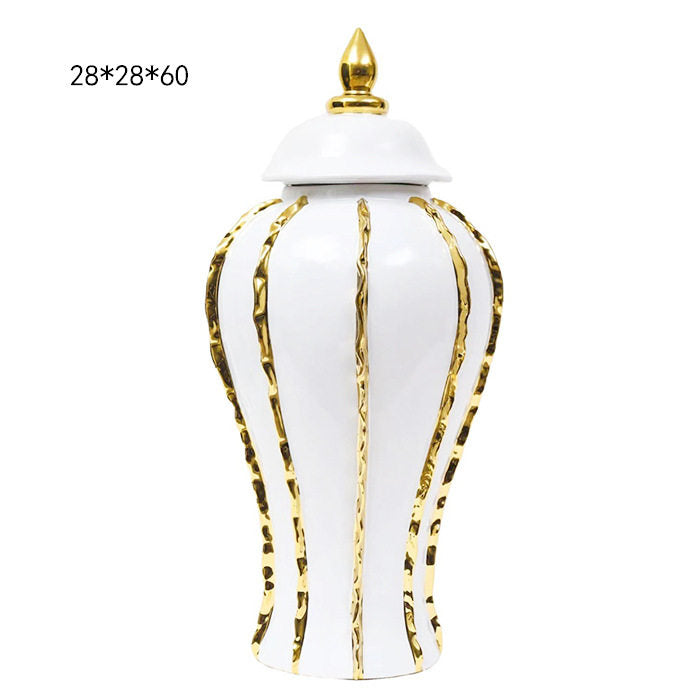 European Style Light Luxury Electroplated Ceramic Vase