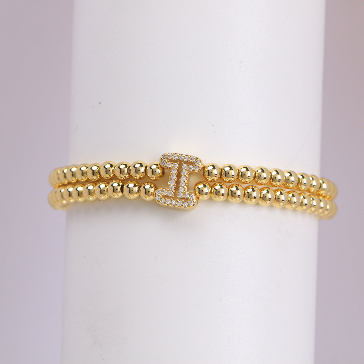 Copper-Plated 18k Gold Zircon Bead Bracelet