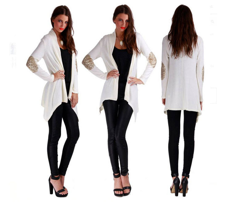 Long-Sleeved Stitching Fashion Cardigan Long-Sleeved Knitted Jacket