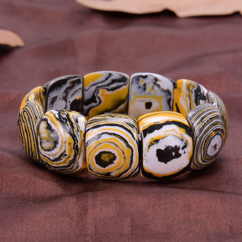 Golden Zebra Pattern Original Malachite Bracelet