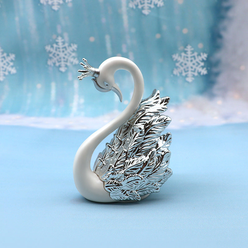 Crown Swan Cake Decoration Gilded Couple