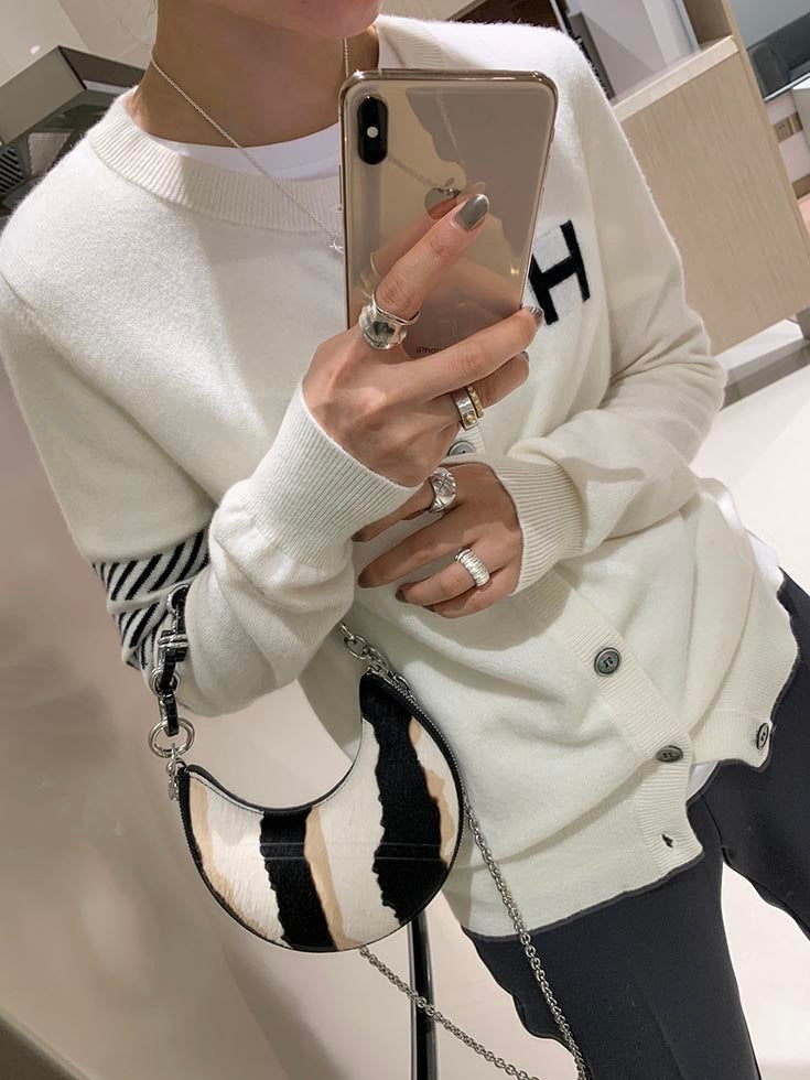 Cashmere Cardigan Ladies Loose Casual H Letter Jacquard