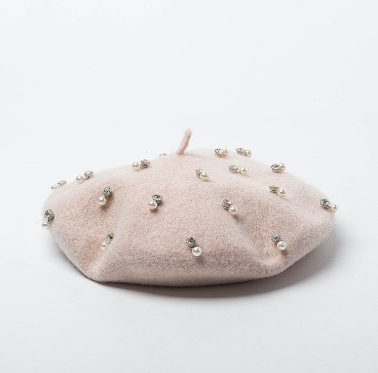 Rhinestone Wool Beret