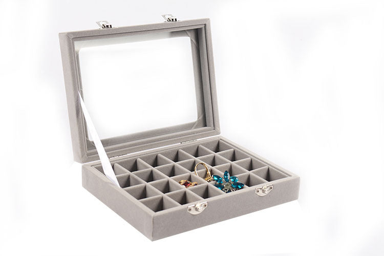 24 Grid Silver Pendant Jewelry Box With Velvet Surface