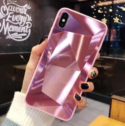 Compatible With Apple, Glitter Diamond Texture Case For X XS Max XR 7 Plus Mirror Acrylic Back Cover Cases For 6 S 7 8 Plus