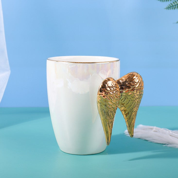 Cartoon Creative 3D Golden Angel Wings Coffee Mug