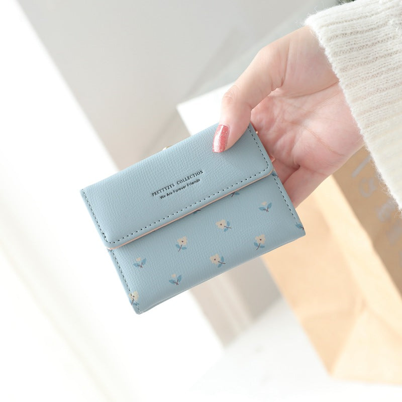Fashion Women's PU Printed Tri-Fold Clip Coin Purse