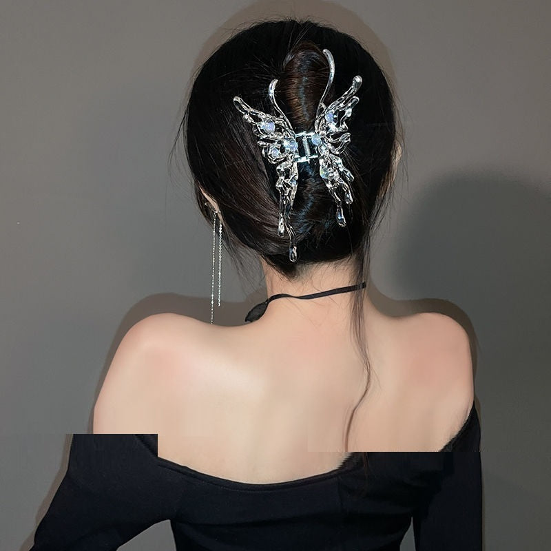 Exaggerated Personality Hair Accessories Metal Liquid Butterfly Grab Clip