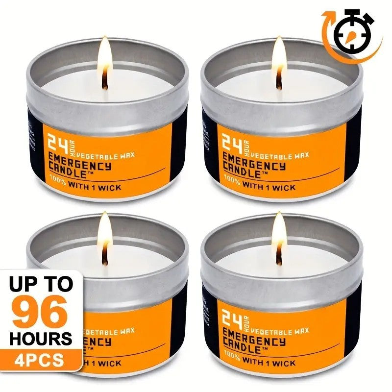 4 Smokeless Windproof Emergency Candles, Emergency Disaster Prevention Candles, Suitable For Indoor And Outdoor Use, Perfect For Outdoor Parties, Hiking, Camping, Emergency Lighting