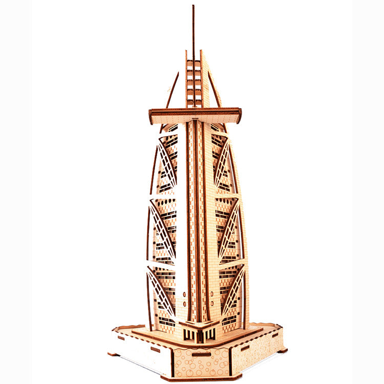 Dubai Sailing Hotel 3D Wooden Model DIY 3D Puzzle Jigsaw Laser