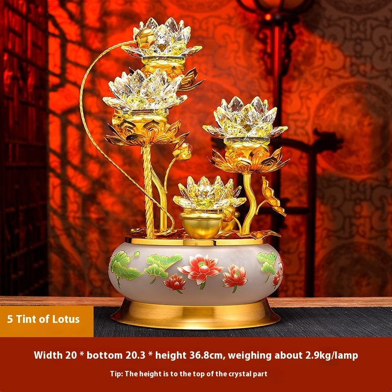 Colorful Crystal Lotus Buddha Hand Plug-in Buddha Worshiping Lamp