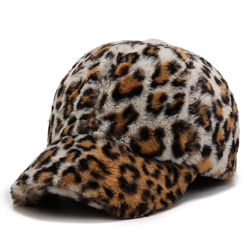 Fashion Leopard Fleece Baseball All-Matching Peaked Cap