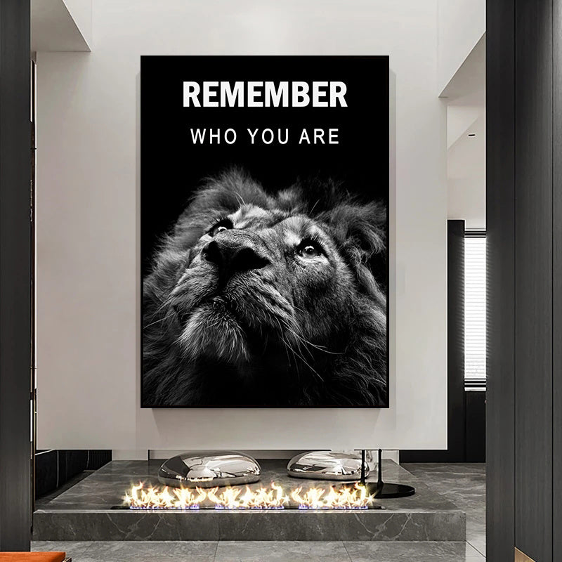 Black Lions Letter Inspiration Art Canvas Painting