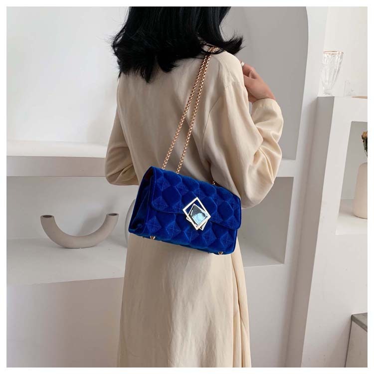 Velvet Diamond Chain Bag