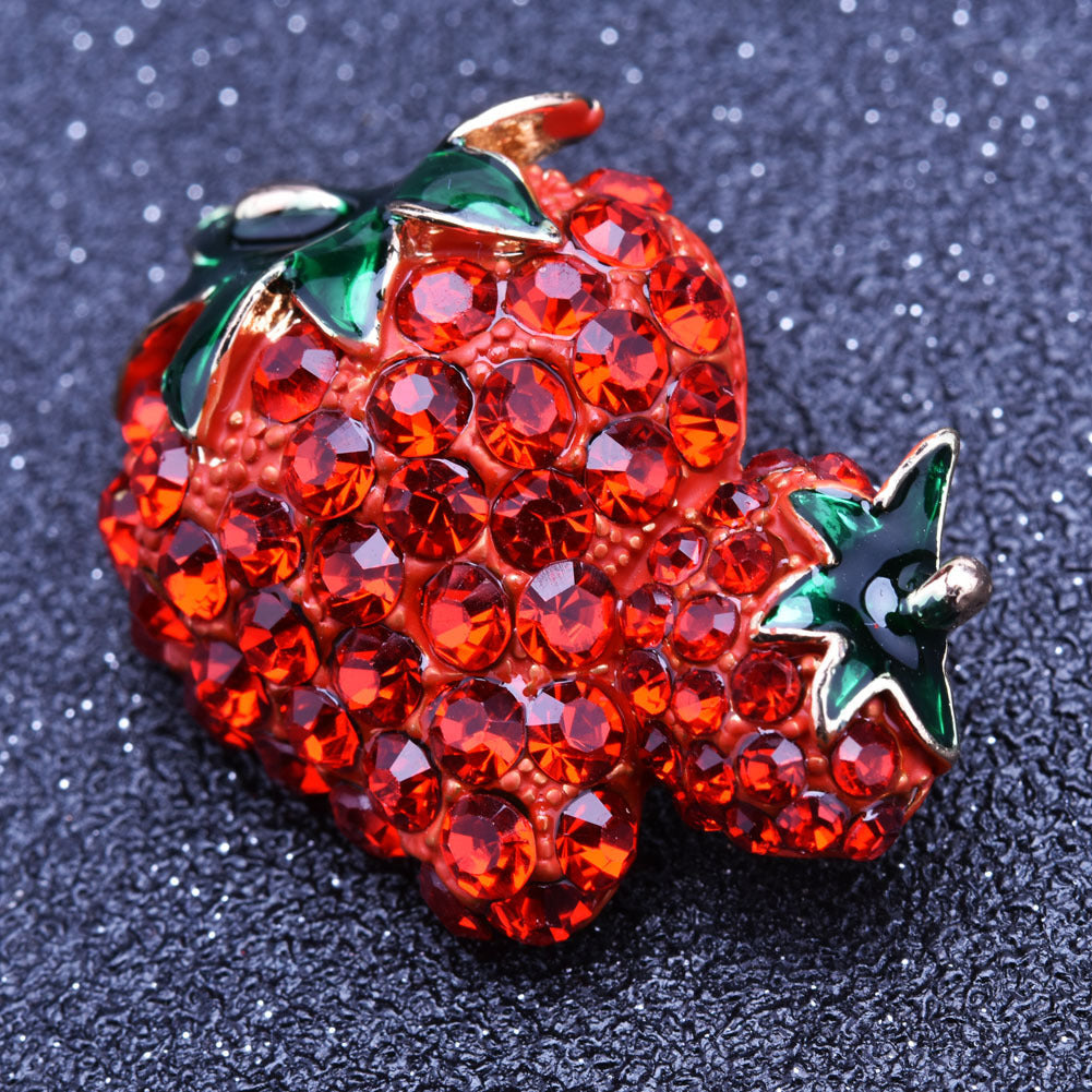 Versatile Strawberry Brooch with Diamond
