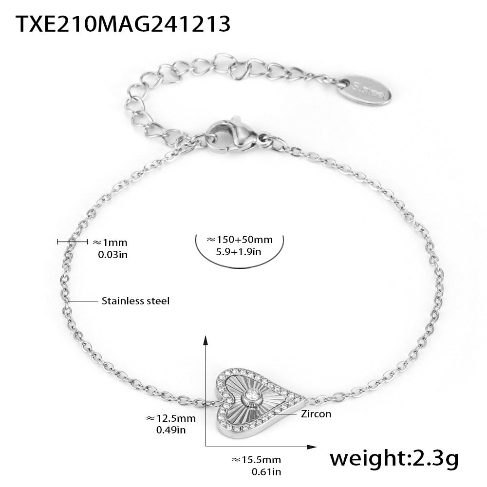 Double-Layer Flower-Picking Heart-Shaped Diamond Top Chain