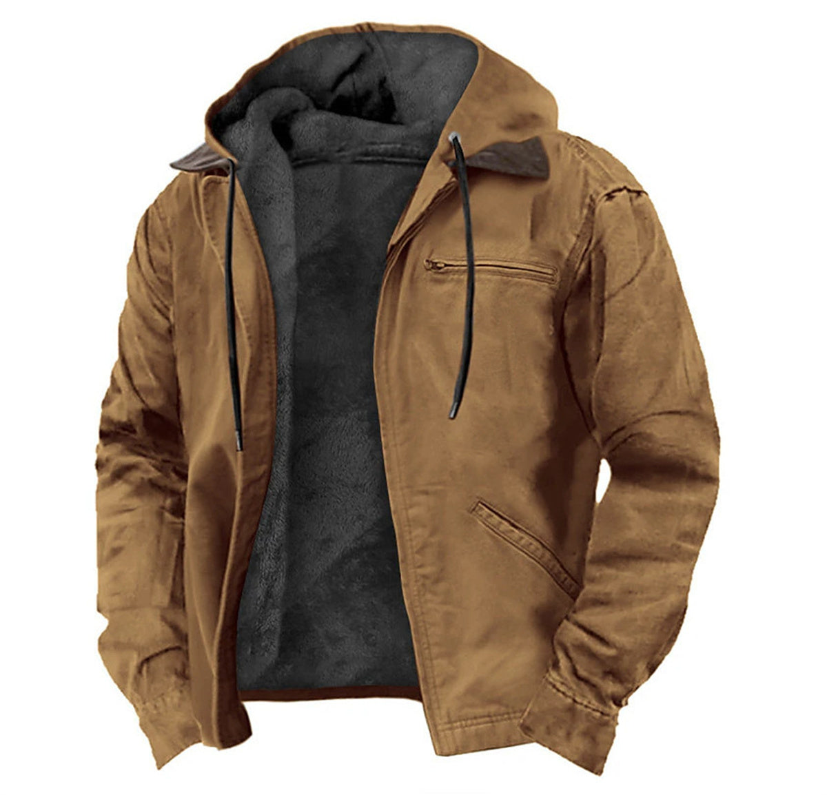 Fleece-Lined Thick Winter Clothes Winter Men's Thick Velvet Cotton-Padded Jacket with Pockets