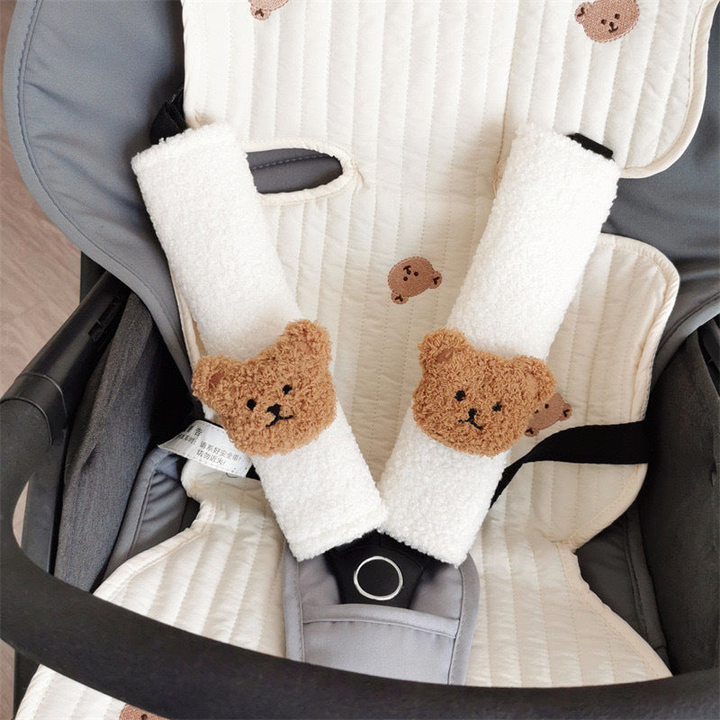 Cartoon Bear Shoulder Sleeve Protective Cover Baby Car Anti-Strangulation Seat Belt