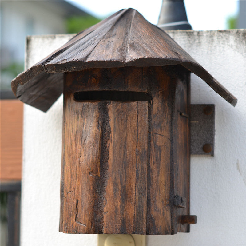 Solid Wood Retro Mailbox Wall Mounted Letter Box