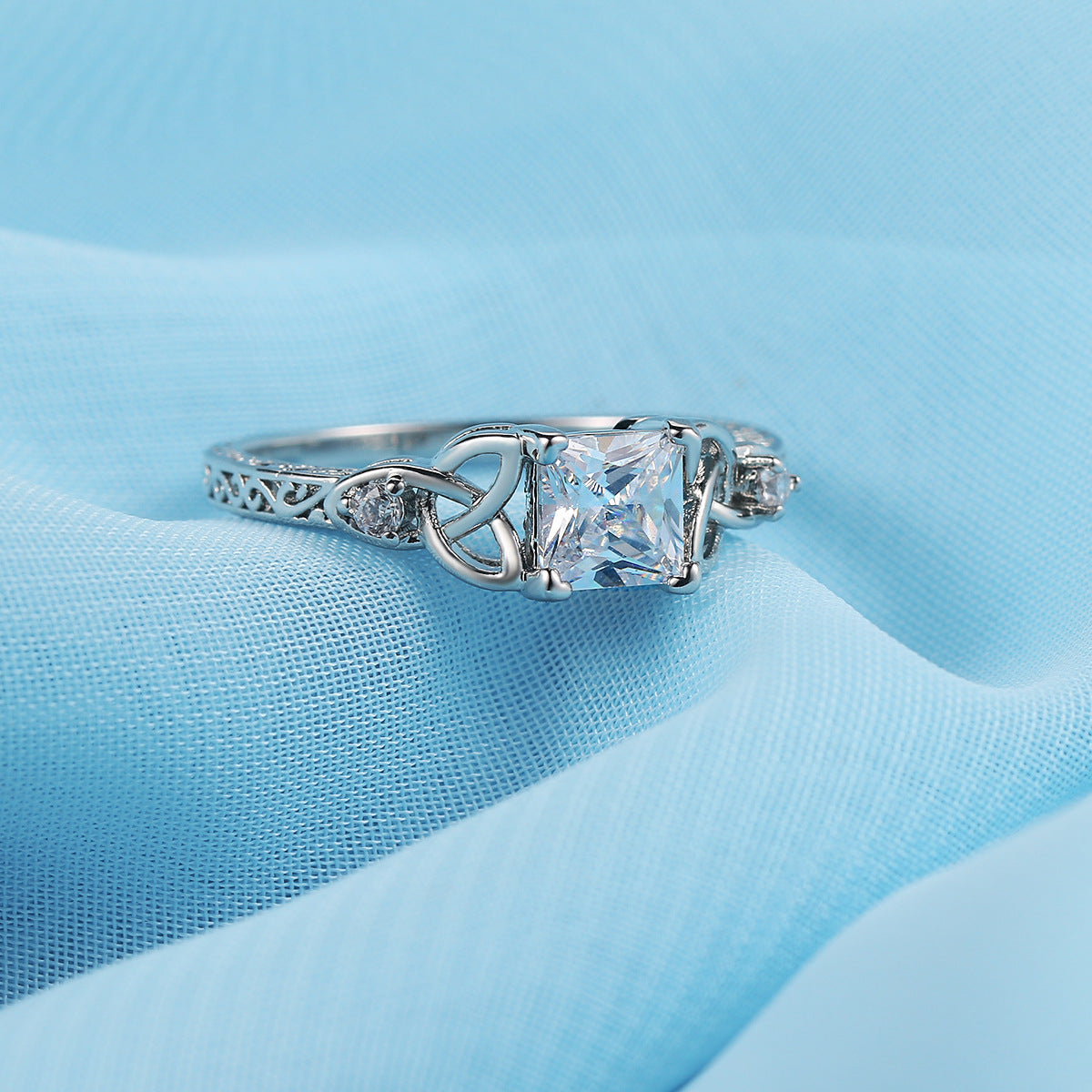 Zircon Micro-Plated White Gold Ring