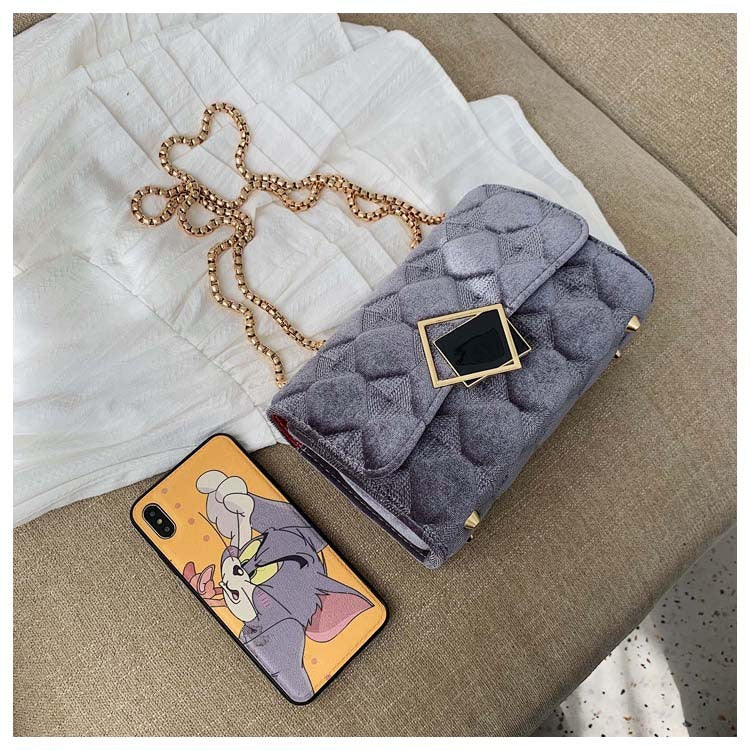 Velvet Diamond Chain Bag