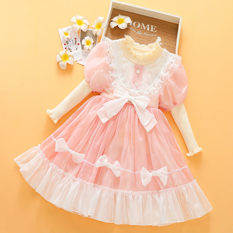 Long Sleeve Small Fragrance Mesh Lolita Princess Dress