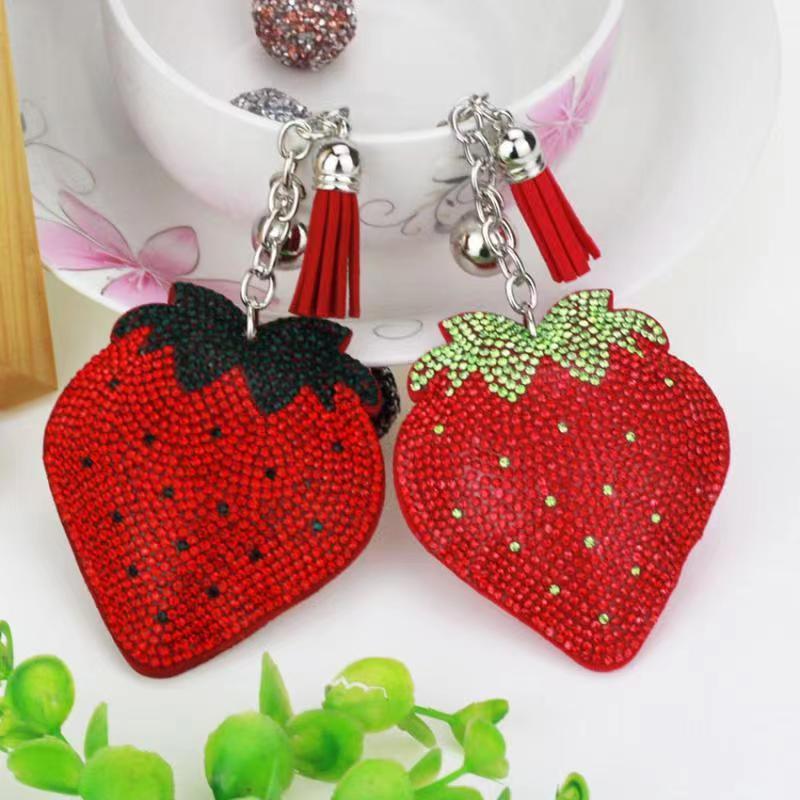 Rhinestone Creative Fashion Ornaments Strawberry Keychain