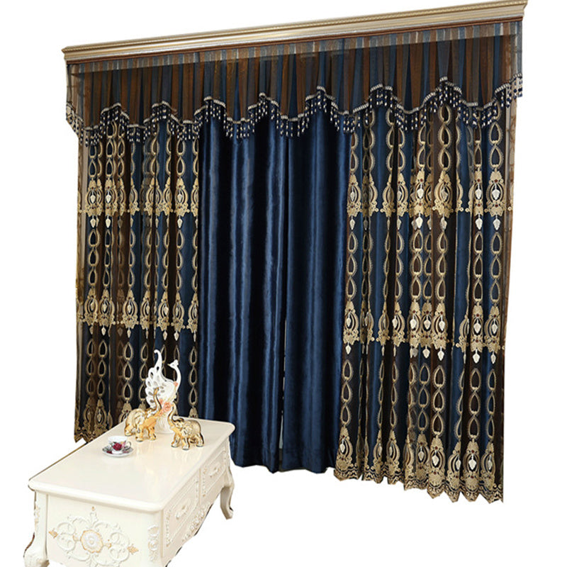 High-End Embossed Embroidered Window Screens for Living Room and Bedroom Italian Flannel Shading
