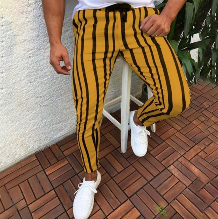 Casual Pants Tide Stripe Printed Trousers